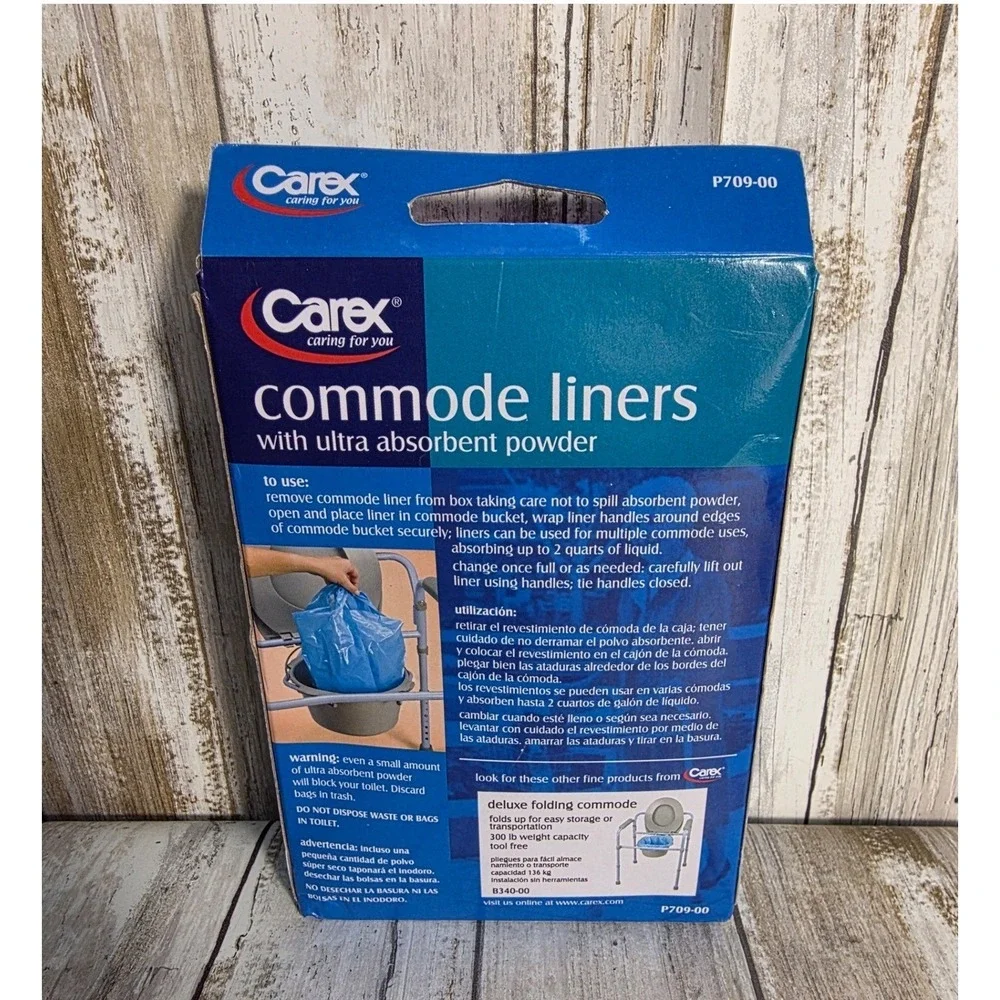 Carex Commode Liners with Ultra Absorbent Powder 7 Count NEW - Picture 2 of 4